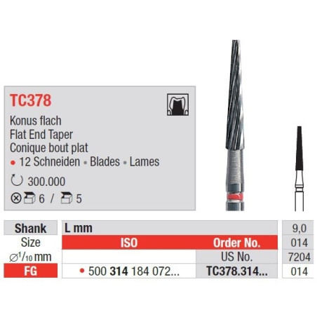 Freze TC378 FG cu 12 lame pentru finisare