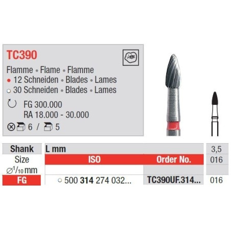 Freze TC Finishing instruments TC39 0UF 314 016