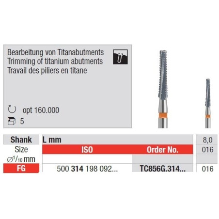 Freze TC856G pentru indepartarea bonturilor de titan