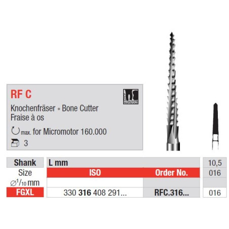 Freze Chirurgicale din otel FGXL RFC 316