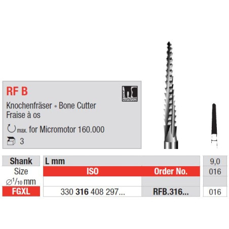 Freze Chirurgicale din otel FGXL RF B 316