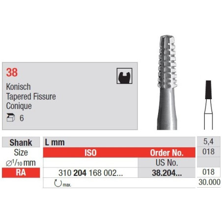 Freze Otel cu cap conic 38