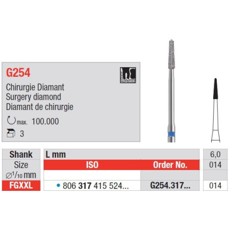 Freze Chirurgicale Diamond FGXXL G254