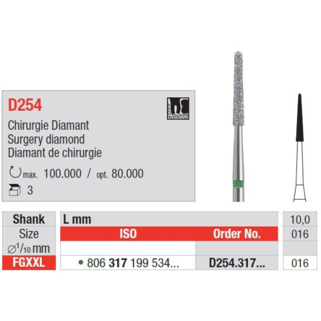 Freze Chirurgicale Diamond FGXXL D254