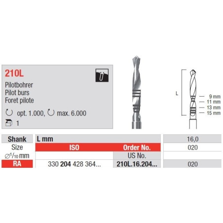 Freze Chirurgicale Pilot burs RA 210L