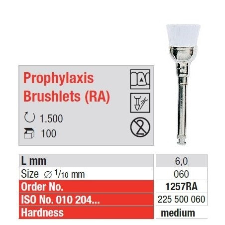 Полирни гуми Prophylaxis Brushlets RA Medium - 100 броя