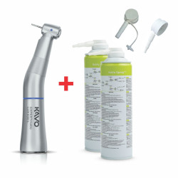 KAVO E20L, обратен наконечник + 2 бр. KaVo Spray, 500 мл + 1 бр. адаптор за турбина + 1 бр. адаптер за спрей смазване